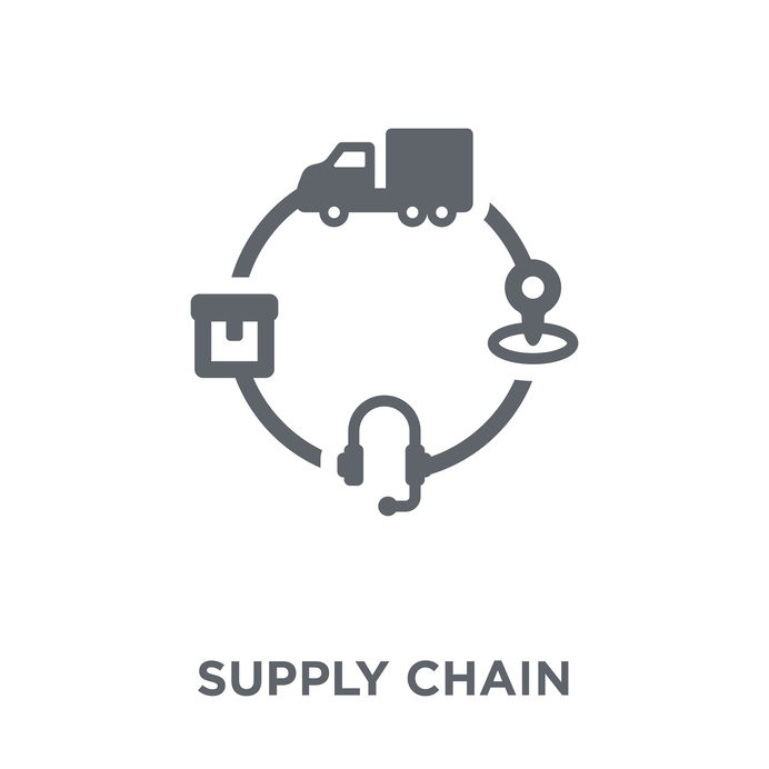 Supply Chain Circular Graphic Featuring a Commercial Truck